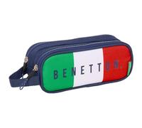 safta Benetton Flag Doppelmäppchen für Kinder, ideal für Kinder im Schulalter, bequem und vielseitig, Qualität und Widerstandsfähigkeit, 21 x 6 x 8 cm, Marineblau, M, Casual