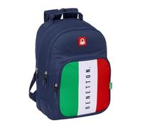 Safta BENETTON FLAG Schulrucksack für Kinder, ideal für Kinder verschiedener Altersgruppen, bequem und vielseitig, Qualität und Widerstandsfähigkeit, 32 x 15 x 42 cm, marineblau, M, Casual