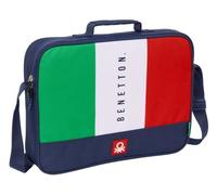 Safta BENETTON FLAG - Schultasche, Aktentasche, Umhängetasche, bequem und vielseitig, Qualität und Widerstandsfähigkeit, 38 x 6 x 28 cm, marineblau, M, Casual