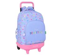safta Benetton Großer Rucksack mit Rädern, kompakt, abnehmbar, ideal für Kinder verschiedener Altersgruppen, bequem und vielseitig, Qualität und Widerstandsfähigkeit, 33 x 22 x 45 cm, Lila, M, Casual