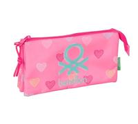 safta Benetton Heart Federmäppchen für Kinder, ideal für Kinder im Schulalter, bequem und vielseitig, Qualität und Widerstandsfähigkeit, 22 x 3 x 12 cm