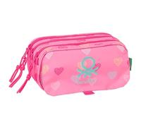 safta BENETTON HEART Federmäppchen mit 3 Fächern, für Kinder, ideal für Kinder im Schulalter, bequem und vielseitig, Qualität und Widerstandsfähigkeit, 21,5 x 8 x 10 cm