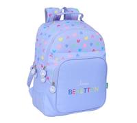 safta BENETTON Lila Schulrucksack für Kinder, ideal für Kinder verschiedener Altersgruppen, bequem und vielseitig, Qualität und Widerstandsfähigkeit, 32 x 15 x 42 cm, Lila, M, Casual