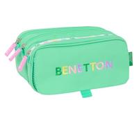 safta Benetton Mint Federmäppchen mit 3 Fächern, für Kinder, ideal für Kinder im Schulalter, bequem und vielseitig, Qualität und Widerstandsfähigkeit, 21,5 x 8 x 10 cm, Mintgrün, Pastell, M, Casual