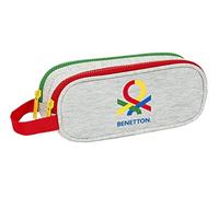 Safta BENETTON Pop - Doppelmäppchen für Kinder, ideal für Kinder von 5 bis 14 Jahren, bequem und vielseitig, Qualität und Widerstandsfähigkeit, 21 x 6 x 8 cm, Grau