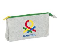 Safta Benetton Pop Federmäppchen für Kinder, ideal für Kinder von 5 bis 14 Jahren, bequem und vielseitig, Qualität und Widerstandsfähigkeit, 22 x 3 x 12 cm, Grau