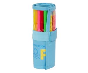 Safta Benetton Spring - Nützliche aufrollbare Federmappe inklusive, Federmäppchen für Kinder, ideal für Kinder von 5 bis 14 Jahren, bequem und vielseitig, Qualität und Stärke, 7 x 20 cm, Himmelblau,