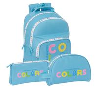 Safta BENETTON SPRING Rucksack, Federmäppchen und Kulturbeutel, 3-teilig, Rucksack, Federmäppchen und Kulturbeutel, einzigartiges Design, offizielles Benetton-Lizenzprodukt, bunt, ST, Klassisch