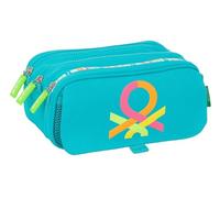 BENETTON SUMMER - Dreifachmäppchen für Kinder, ideal für Kinder im Schulalter, bequem und vielseitig, Qualität und Widerstandsfähigkeit, 21,5 x 8 x 10 cm, blau, M, Casual