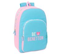 Safta BENETTON UNIQUE Schulrucksack, anpassbar an Kinderwagen, ideal für Kinder verschiedener Altersgruppen, bequem und vielseitig, Qualität und Widerstandsfähigkeit, Türkis/Hellrosa, M, Casual