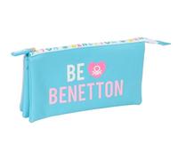 safta Benetton Unique Federmäppchen für Kinder, ideal für Kinder im Schulalter, bequem und vielseitig, Qualität und Widerstandsfähigkeit, 22 x 3 x 12 cm, Türkis/Hellrosa, M, Casual