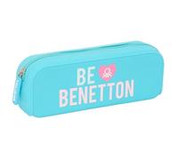 safta Benetton Unique Federmäppchen, quadratisch, Silikon, für Kinder, ideal für Kinder im Schulalter, bequem und vielseitig, Qualität und Widerstandsfähigkeit, 18,5 x 5,5 x 7,5 cm, Türkis/Hellrosa,