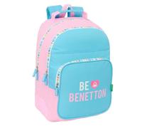 safta BENETTON UNIQUE Schulrucksack für Kinder, ideal für Kinder verschiedener Altersgruppen, bequem und vielseitig, Qualität und Widerstandsfähigkeit, 32 x 15 x 42 cm, Türkis/Hellrosa, M, Casual