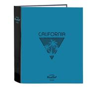 Safta BLACKFIT8 CALIFORNIA Ringordner, Folio, 4 Ringe, ideal für Kinder verschiedener Altersgruppen, bequem und vielseitig, Qualität und Widerstandsfähigkeit, 27 x 6 x 33 cm, schwarz/blau, M, Casual