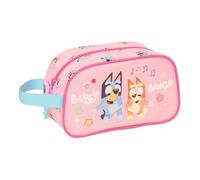 Safta Bluey Dance Kinder-Kulturbeutel, anpassbar an Trolley, seitlicher Handgriff, Schulorganizer mit Reißverschluss, rosa Druck mit Bluey und Bingo, Schultasche, Maße 26 x 12 x 15 cm