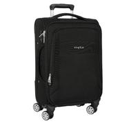 safta | Business Black 20-Zoll-Kabinenkoffer mit Weichschale, 4 Doppelrollen (360°), Sicherheitsschloss, gepolstertes Vorderfach für 15,6-Zoll-Laptop, Netz-Innenfutter, Maße: 35 x 20 x 51 cm