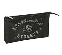 Safta California - Federmäppchen für Kinder, Federmäppchen für Kinder, ideal für Schulkinder, bequem und vielseitig, Qualität und Widerstandsfähigkeit, 22 x 3 x 12 cm, Schwarz, Schwarz, Estándar,