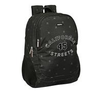 Safta California Schulrucksack für Kinder, ideal für Kinder verschiedener Altersgruppen, bequem und vielseitig, Qualität und Widerstandsfähigkeit, 32 x 16 x 44 cm, Schwarz, Schwarz, Estándar, Casual