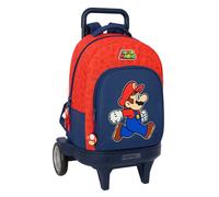 Safta Rucksack mit Rädern Super Mario Trick kompakt abnehmbar evolutiv 33x22x45 cm Rot/Orange