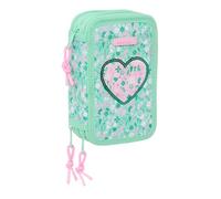 safta Cuore Schulmäppchen mit 37 nützlichen Utensilien, Kindermäppchen, ideal für Kinder von 5 bis 14 Jahren, bequem und vielseitig, Qualität und Widerstandsfähigkeit, 12,5 x 5,5 x 19,5 cm, Minzgrün