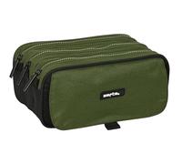 Safta Dark Forest Federmäppchen mit DREI Fächern, für Kinder, ideal für Kinder im Schulalter, bequem und vielseitig, Qualität und Widerstandsfähigkeit, 21,5 x 8 x 10 cm, Khaki/Schwarz,