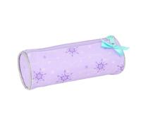 Safta Disney Frozen Spirit, rundes Federmäppchen für die Schule, Reißverschluss mit leicht zu öffnendem Griff, lila Design mit Flocken und Schleife, Maße 20 x 7 x 7 cm, Schulmäppchen