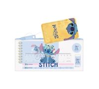 Safta Disney Stitch Stationery Federmäppchen für die Schule, transparent, PVC mit Reißverschluss, Schulorganizer mit Lineal 15 cm, 2 Bleistifte, Spitzer, Maße 22,5 x 10,5 cm, Federmäppchen