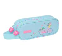 Safta Doppeltes Federmäppchen, recycelbarer Stoff, Federmäppchen für Kinder, ideal für Kinder im Schulalter, bequem und vielseitig, Qualität und Widerstandsfähigkeit, 21 x 6 x 8 cm, Blau