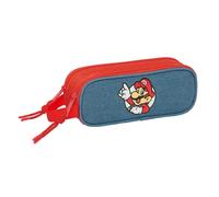 SUPER MARIO Doppelmäppchen für Kinder, ideal für Kinder im Schulalter, bequem und vielseitig, Qualität und Widerstandsfähigkeit, 21 x 6 x 8 cm