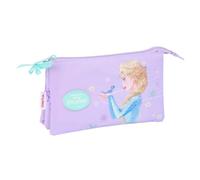 Safta - Dreifach-Schultasche Disney Frozen Spirit, Schulmäppchen mit 3 separaten Fächern und Reißverschluss, Maße 22 x 3 x 12 cm, Schulmäppchen mit 3 Fächern
