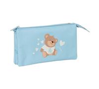 Safta - Dreifach-Schultasche Real Madrid für die Vorschule, Organizer für die Schule für Kinder mit 3 separaten Fächern und Reißverschluss, Maße 22 x 3 x 12 cm, Federmäppchen mit 3 Fächern