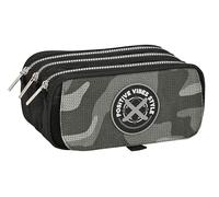 safta - Dreifachmäppchen für Kinder, ideal für Kinder im Schulalter, bequem und vielseitig, Qualität und Widerstandsfähigkeit, 21,5 x 8 x 10 cm, Schwarz, Schwarz, Estándar, Lässig