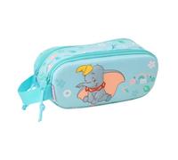 Safta Dumbo, Doppel-Schultasche für Kinder, mit zwei Fächern und Reißverschlüssen, seitlicher Griff, 3D-Relief-Design, Maße 21 x 6 x 8 cm, Schulmäppchen mit 2 Fächern