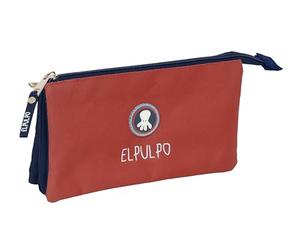 safta EL PULPO Federmäppchen für Kinder, ideal für Kinder im Schulalter, bequem und vielseitig, Qualität und Widerstandsfähigkeit, 22 x 3 x 12 cm, Kesselrot/Marineblau, M, Casual