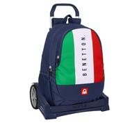 Safta BENETTON FLAG Schulrucksack, ergonomischer Rücken, mit Trolley Evolution, ideal für Kinder verschiedener Altersgruppen, bequem und vielseitig, Qualität und Widerstandsfähigkeit, 32 x 16 x 44 cm,