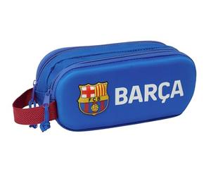 SAFTA F.C. Barcelona 3D Doppelmäppchen für Kinder, ideal für Kinder im Schulalter, bequem und vielseitig, Qualität und Widerstandsfähigkeit, 21 x 6 x 8 cm, Marineblau, Marineblau, Estándar, Lässig