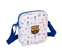 SAFTA | FC Barcelona Kinder-Schultertasche für Vorschule und Kindergarten, Schultasche mit verstellbarem Tragegurt, Reißverschluss, Hauptfach, weiß-blaues Design mit Barça-Wappen, Maße: 16 x 4 x 18 cm