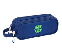Safta FC Barcelona NAVY Blue Doppelmäppchen für Kinder, Federmäppchen für Kinder, ideal für Kinder im Schulalter, bequem und vielseitig, Qualität und Widerstandsfähigkeit, 21 x 6 x 8 cm, marineblau,