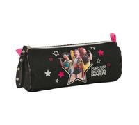 safta Federtasche K-Pop Demon Hunters Energy, 1 Fach, Handschlaufe | Maße 21 x 7 x 8 cm, 55 g, Schwarz mit Sternen in Weiß und Fuchsia, für Nachhilfe, offizielle Lizenz, Metallnieten