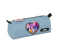 safta Federtasche K-Pop Demon Hunters Huntr/X, 1 Fach, Herz-Aufnäher | Maße 21 x 7 x 8 cm, 55 g, Hellblau in Denim-Optik, Protagonistinnen in Lila und Rosa, für Schulstart, offizielle Lizenz