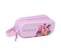 safta Federtasche K-Pop Demon Hunters Iconic 3D, 2 Fächer, Relief-Front | Maße 21 x 6 x 8 cm, 110 g, Pastelllila mit Wellenmuster, Polyester, für Unterricht und Nachhilfe, offiziell lizenziert