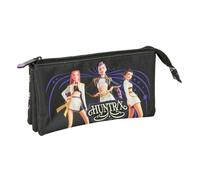 safta Federtasche K-Pop Demon Hunters Sound, 3 Fächer, flaches Format | Maße 22 x 3 x 12 cm, 90 g, schlanke Bauweise für Rucksack, für Nachhilfe und Nachmittagsaktivitäten, offizielle Lizenz