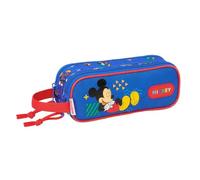 safta Federtasche Mickey Mouse Today, 2 Fächer, Handschlaufe | Maße 21 x 6 x 8 cm, 110 g, kräftiges Blau mit roter Paspel, Polyester, zum Ordnen der Schulsachen, Disney-Lizenz