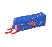 safta Federtasche Mickey Mouse Today klein, 3 Fächer, Gummiband | Maße 22 x 6 x 8,5 cm, ca. 50 g, Blau mit rotem Seitenstreifen, Anhänger aus roter Kordel, für Grundschule, Disney-Lizenz