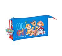 safta Federtasche Paw Patrol Cool, 3 Fächer, flaches Format | Maße 22 x 3 x 12 cm, 115 g, Blau-Rot, Polyester, lange Anhänger mit Wappen, für Grundschule, Spin-Master-Lizenz