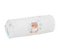 safta Federtasche Real Madrid Vorschule, Schlamperrolle, 1 Fach | Maße 20 x 7 x 7 cm, 52 g, Weiß mit Pastelltönen, Polyester, Vereinswappen in Hellblau, für den Kindergarten