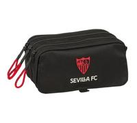 safta Federtasche Sevilla FC Big, 3 Fächer, Trolley-Schlaufe | Maße 21,5 x 8 x 10 cm, 180 g, Schwarz mit Rot, Polyester, gepolsterter Korpus, offizielle Vereinslizenz