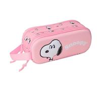safta Federtasche Snoopy 3D Allover-Print, 2 Fächer, Handschlaufe | Maße 21 x 6 x 8 cm, 110 g, Rosa mit bedrucktem Gewebe, Polyester, abwischbare Oberfläche, für Schulanfang, Peanuts-Lizenz