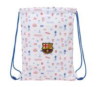 safta | Flacher Turnbeutel Junior FC Barcelona für Vorschulkinder, Schulrucksack mit Kordeln, Sicherheitsverschluss mit Strangulationsschutz, Innentasche mit Reißverschluss, Maße: 26 x 1 x 34 cm