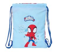 safta | Flacher Turnbeutel Junior Spidey Rescue Marvel, Schulrucksack für Kinder mit Kordeln, Innentasche mit Reißverschluss, Sicherheitsverschluss mit Strangulationsschutz, Maße: 26 x 1 x 34 cm